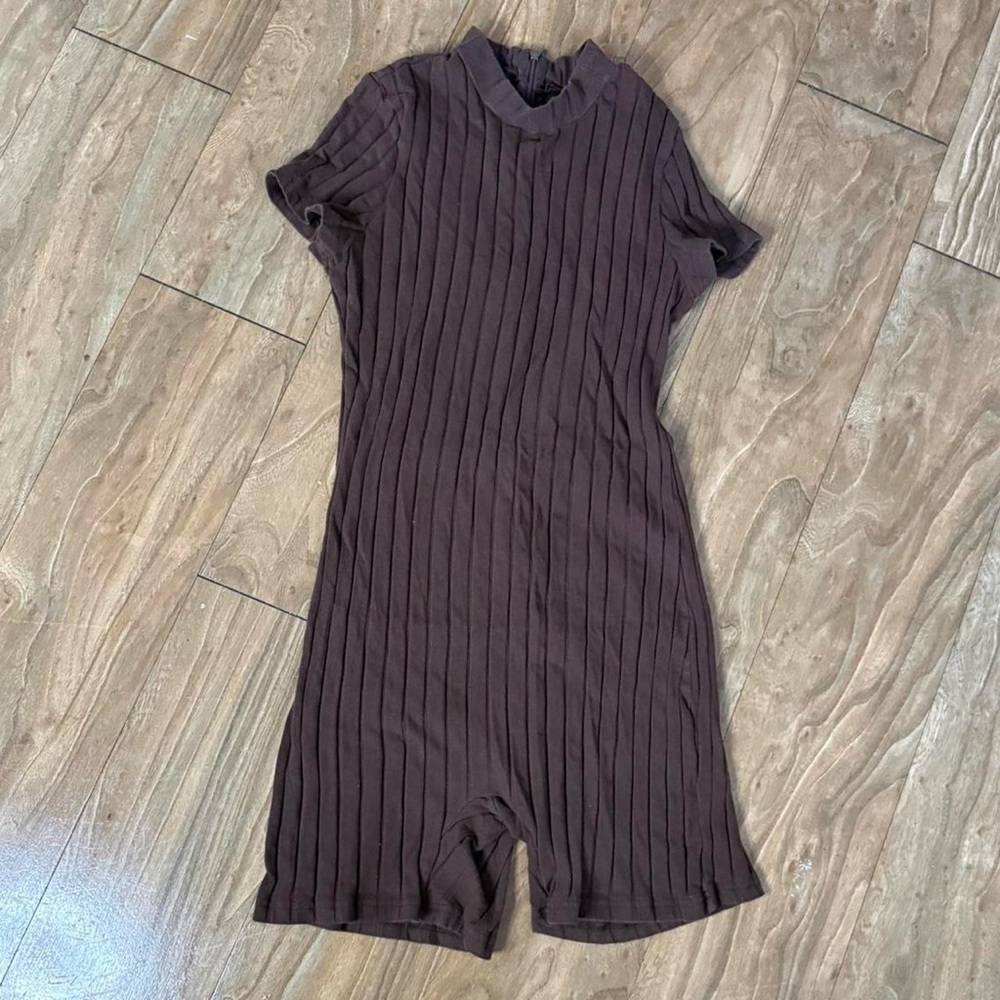 Brown Ribbed Romper